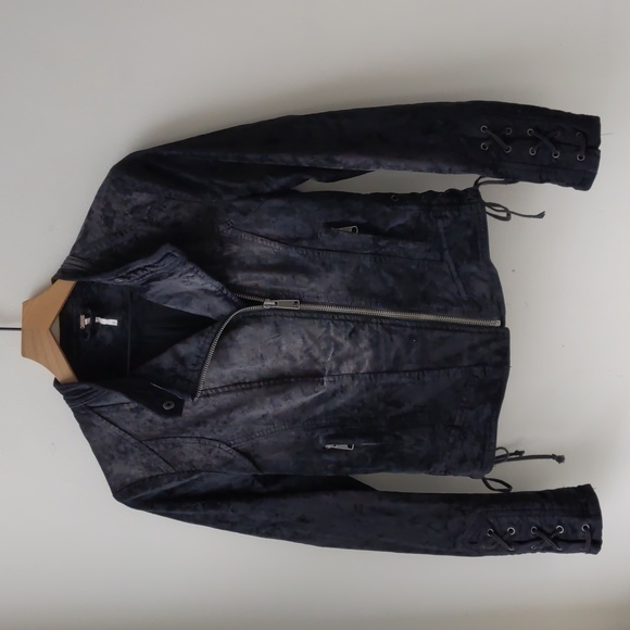 Free People Jackets & Blazers - Free People Moto Jacket Black Velvet Women's XS